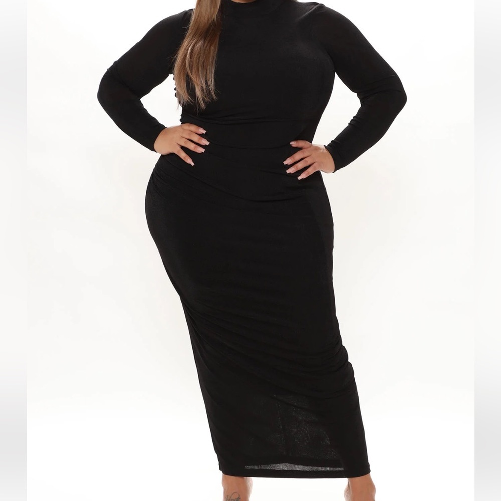BLACK SLINKY MOCK NECK MAXI SIZE 3X